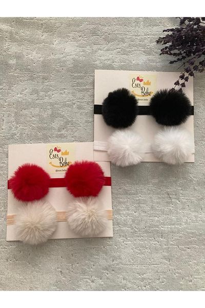 ESES BEBE Baby Kids Σετ με 4 βελούδινα Pompom Bandana