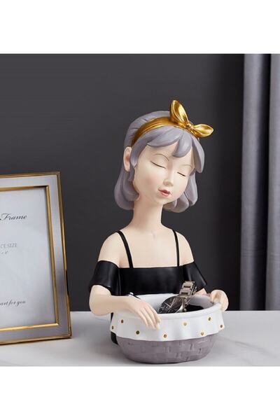 Sister Home Design Dekoratif Polyester Sepetli Kız Biblo