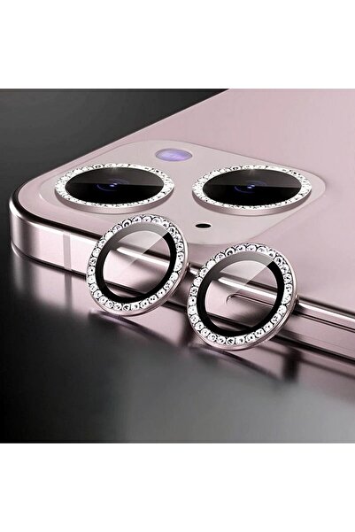 mooncase Iphone 13 / Iphone 13 Mini Uyumlu Pembe Taşlı Kamera Lensi Koruma