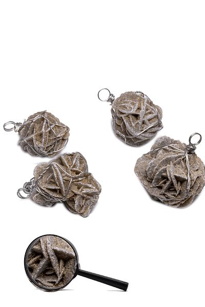 Tesbih Atölyesi Certified Natural Desert Rose Selenite Stone Necklace
