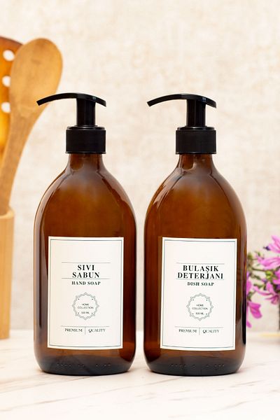 Reoona 2-Piece Liquid Soap and Dish Detergent Bottle 500 ml