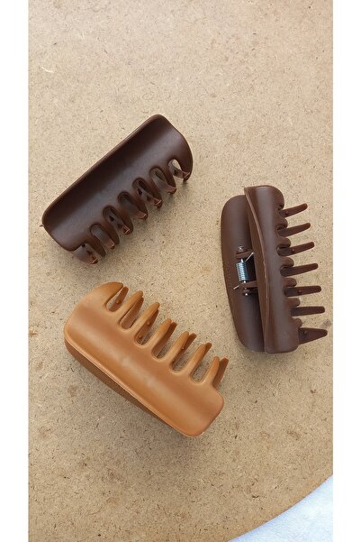 Atolye Ferda 3 قطع من إبزيم المزلاج باللون البني (10 سم)