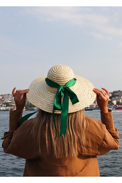 Shopiolog Дамска шапка от органична слама с панделка Gondola Hat Moon Sun Nec...