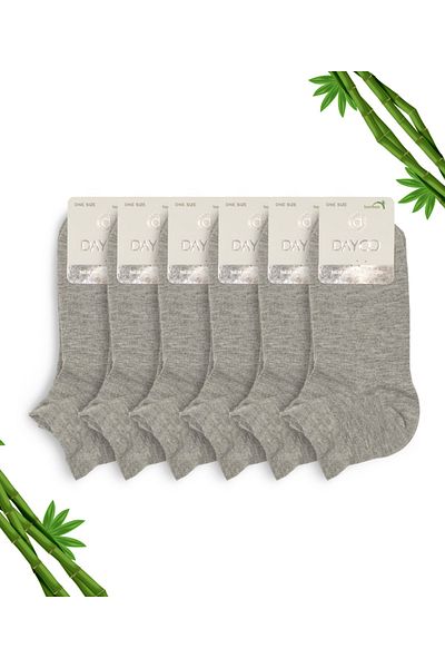 DAYCO Premium Seamless Ανδρικά μποτάκια μπαμπού Κάλτσες Σετ 6 τεμαχίων Grey Melange
