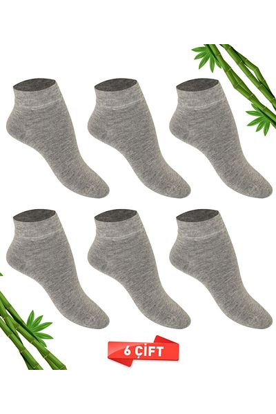 DAYCO Premium Seamless Ανδρικά μποτάκια μπαμπού Κάλτσες Σετ 6 τεμαχίων Grey Melange