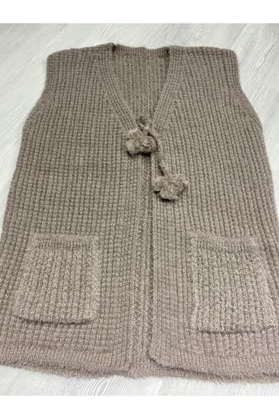 AYHANHOME Мека плетена дамска жилетка с джобове