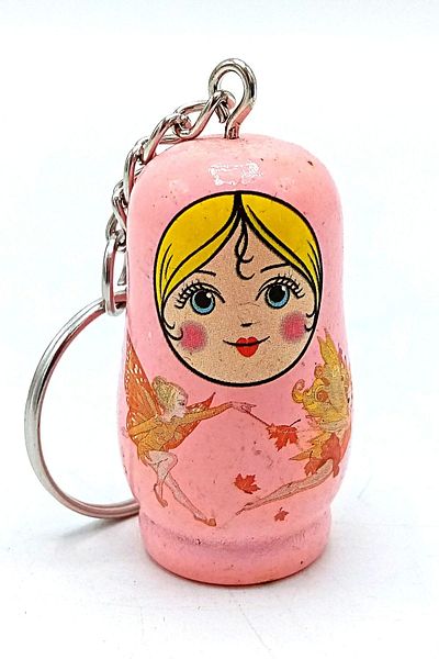 Dünyadan Hediyeler Wooden Matryoshka Doll Keychain Pink