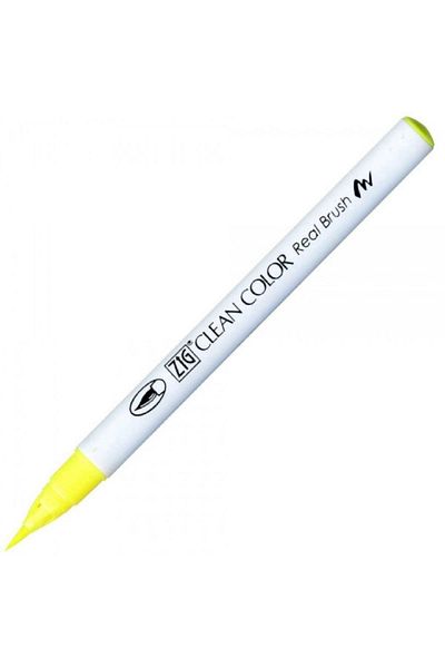 Zig Clean Color Real Brush Rb-6000At 001 Yellow Brush Tip Pen