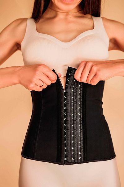 MİSTİRİK Tvigoso Model 4-Stage Strapless Latex Waist Slimming Corset for Upright Posture Black Color