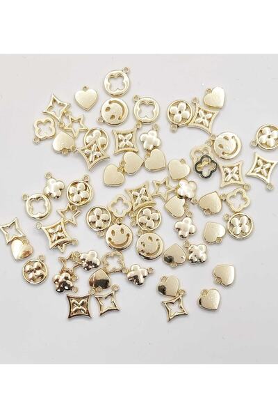 HASAN ERDOĞAN Gold Altın Kaplama Karışık Model Kolye Ucu Ara Aparatı 14 Adet