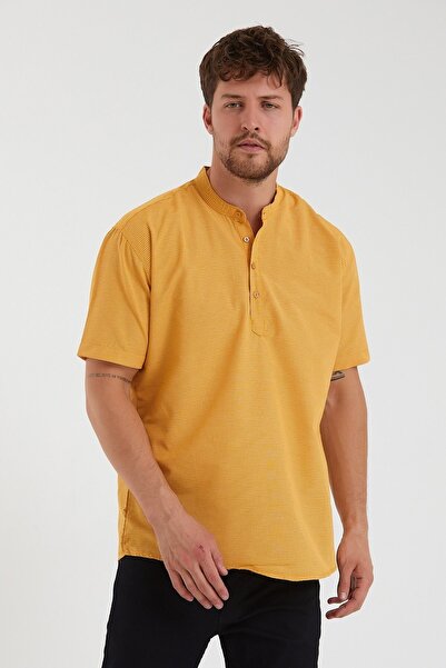 Terapi Men Cămașă slim cu mânecă scurtă pentru bărbați, cu guler în picioare,...