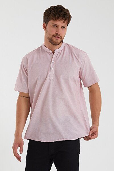 Terapi Men Cămașă slim cu mânecă scurtă în carouri cu guler roșu pentru bărba...