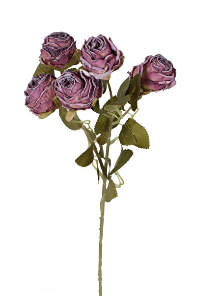 Yapay Çiçek Deposu Yapay Lux 5li Kuru Model Gül Demeti 42 Cm Mor