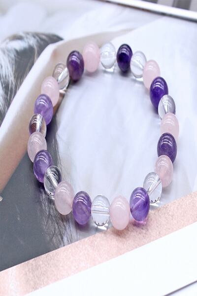 NehirTaş سوار شقرا من الحجر الطبيعي المعتمد (وردي - كوارتز كريستال - جمشت)