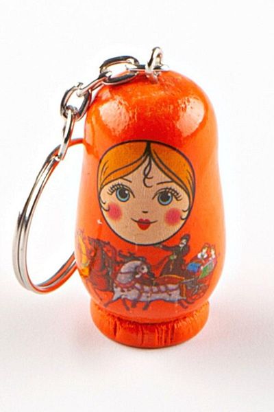 Dünyadan Hediyeler Wooden Matryoshka Baby Keychain Orange