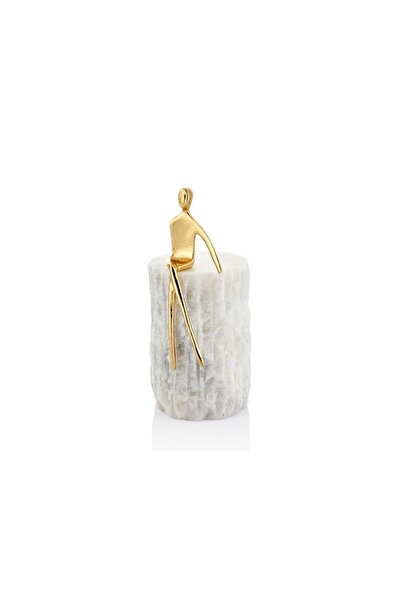 Evza Marble White Gold Seated Woman 22cm