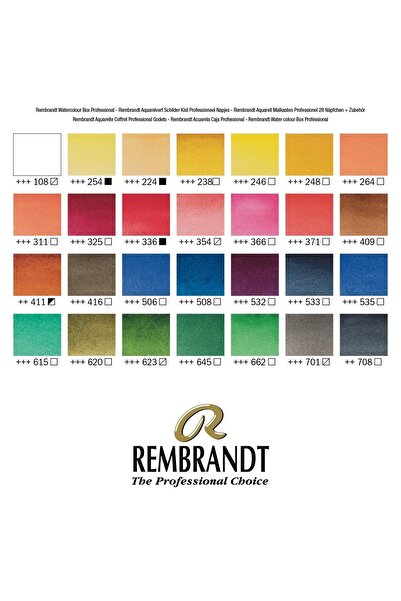 Rembrandt Prof. Tablet Sulu Boya Seti - Ahşap Kutu 28 Renk (general Selectıon)