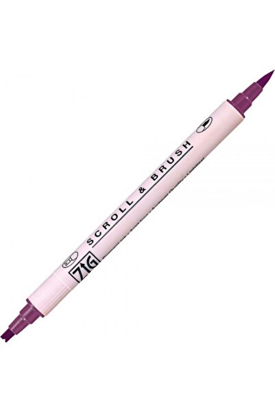 Zig Scroll & Brush Pen Double Line Calligraphy Pen Aubergine 801