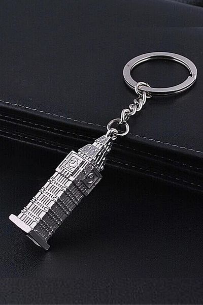 Dünyadan Hediyeler Silver 3d Big Ben Metal Keychain England London Clock Tower