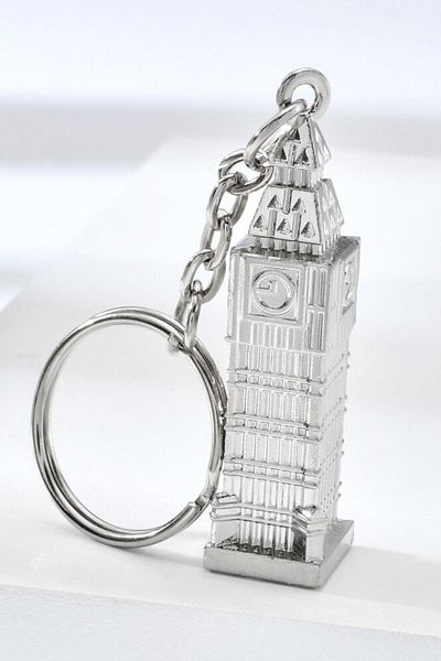 Dünyadan Hediyeler Silver 3d Big Ben Metal Keychain England London Clock Tower