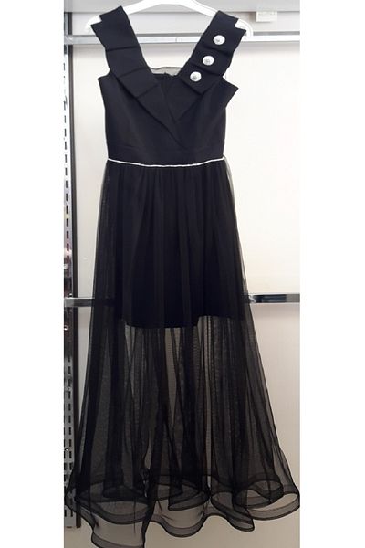 N.Y.YILDIZ Children's Waiter Graduation Evening Dress Cotton Satin Shawl Collar Hanging Neck Flared Tulle Skirt