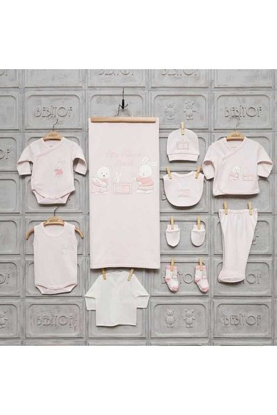 Bebitof Pink Unisex Baby 10-Piece Bodysuit Set - Hiding Rabbit