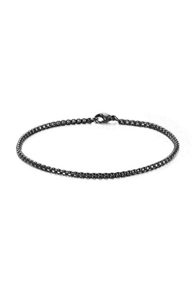 THE Gifts Siyah Ince Unisex Örme Çelik Zincir Bileklik
