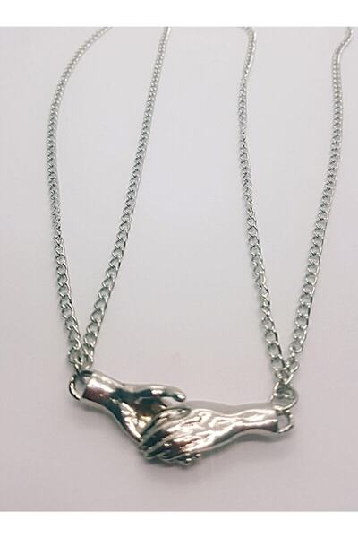 Kardeş Bijuteri Mıknatıslı El Ele Tutuşan Çift Sevgili-arkadaşlık Kolyesi 2'l...