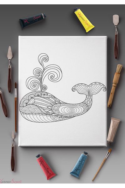 KanvasSepeti Pânză de pictură, potrivită pentru toate tipurile de vopsea, cu opțiuni de măsurare, pânză de mandala, cu dungi, șablon gata
