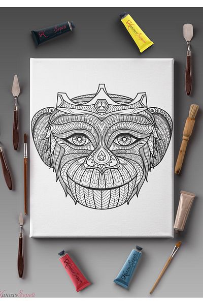 KanvasSepeti Pânză de pictură, potrivită pentru toate tipurile de vopsea, cu opțiuni de măsurare, pânză de mandala, cu dungi, șablon gata