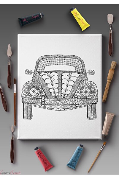 KanvasSepeti Paintable Painting Canvas Mandala Striped Ready Stencil Canvas P...