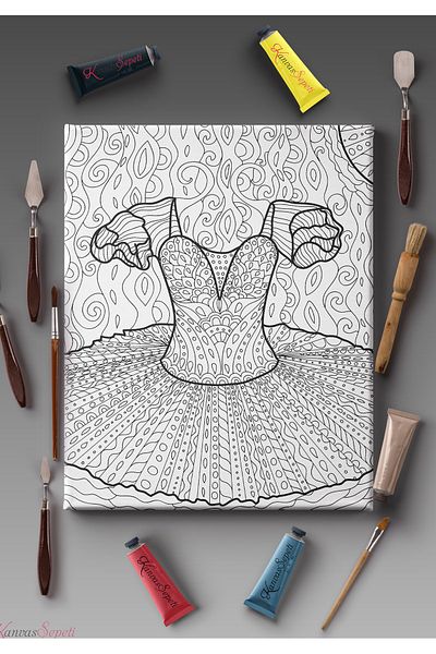 KanvasSepeti Pânză de pictură, potrivită pentru toate tipurile de vopsea, cu opțiuni de măsurare, pânză de mandala, cu dungi, șablon gata
