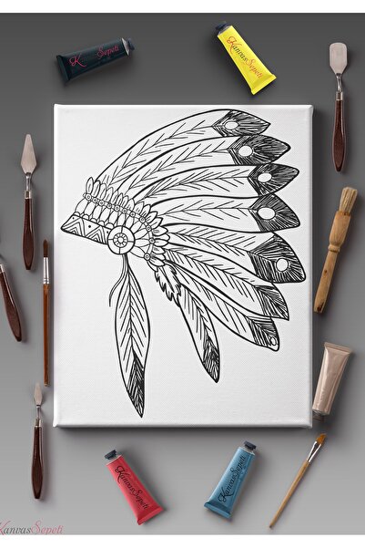 KanvasSepeti Paintable Painting Canvas Mandala Striped Ready Stencil Canvas P...