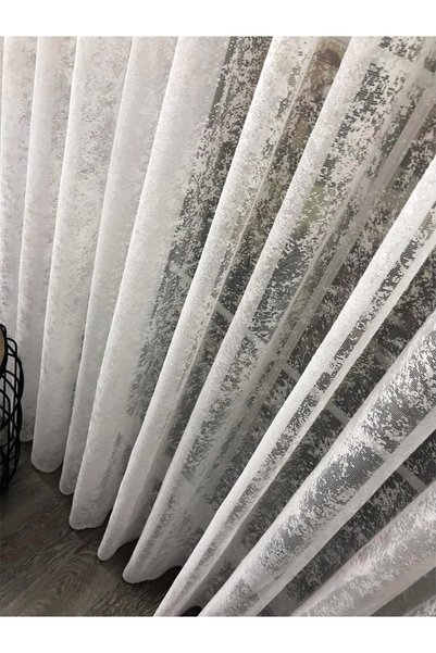 Evdepo Home Crown Ready to Use Close Pleat Thin Striped Tulle Curtain Single Wing