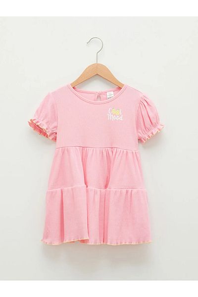 LC Waikiki Crew Neck Short Sleeve Printed Baby Girl Dress