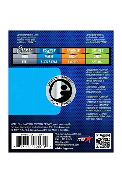 Elixir 12000 Elektro Gitar Teli 09-42 Polyweb Super Light