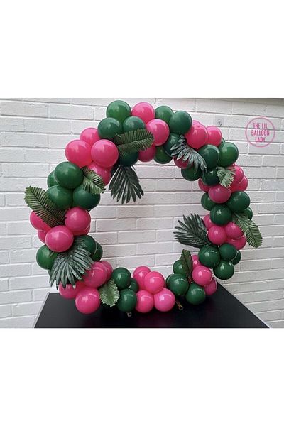 zeri store Pastel Dark Green And Fuchsia Balloon Chain 60 Pieces