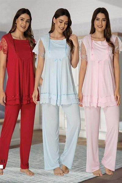 by İGP Set de pijamale cu mâneci scurte pentru maternitate, albastru pentru femei Effortt