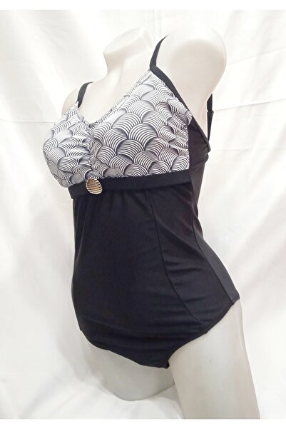 MasmaviMilla Γυναικείο μαγιό σε μαύρο και κρεμ χρώμα με σχέδιο στο μπροστινό ...