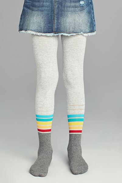 Penti جوارب طويلة للفتيات من Ash Melange Pretty Stripemuch