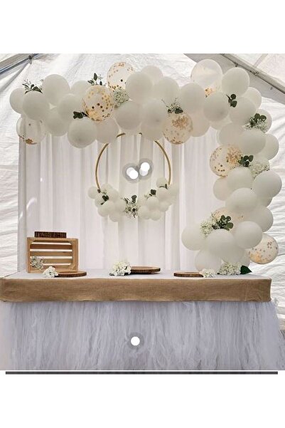 BEST PARTİ DOĞUM GÜNÜ PARTİ SÜSLERİ Pastel White Balloon Set with Confetti 10...