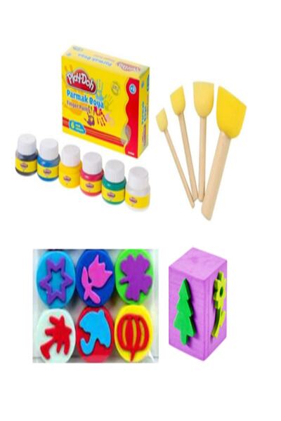 sepmay Parmak Boya Sünger Tampon Ponpon Fırça Sünger Eva Baskı Seti