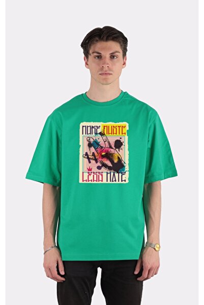 GreenMint تي شيرت أخضر كبير الحجم - رقبة دائرية، المزيد من قبعة الموسيقى. الس...