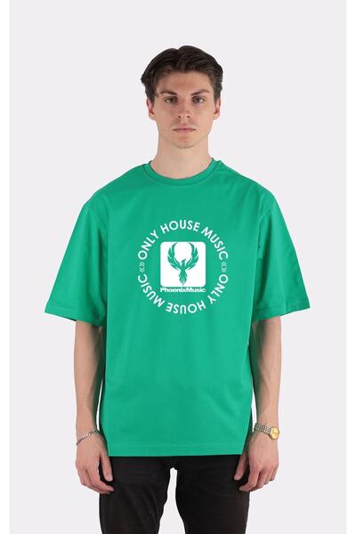 GreenMint تي شيرت أخضر كبير الحجم برقبة دائرية موسيقى فينيكس - موسيقى المنزل ...