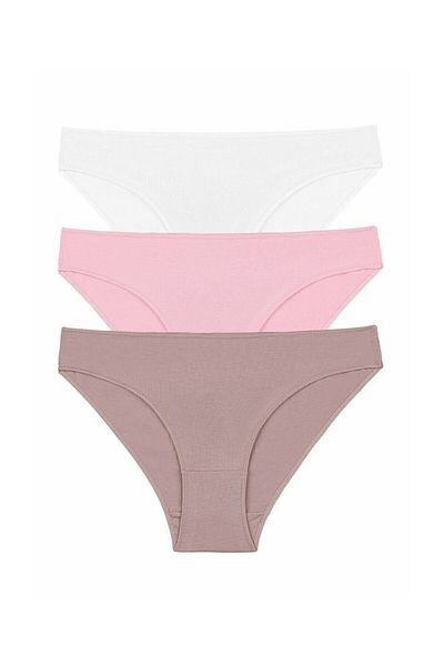 SUWEN Ecru Pink 3p Basic Cotton Slip