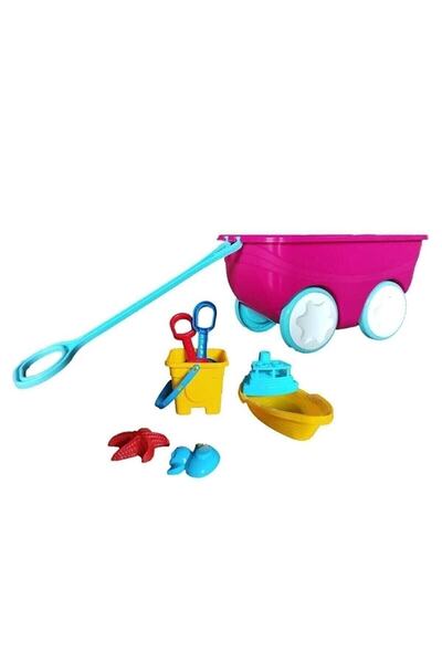edoy Çocuk Vagonlu Çekmeli Tekneli Kova Seti Kum Ve Plaj Oyuncakları Fileli