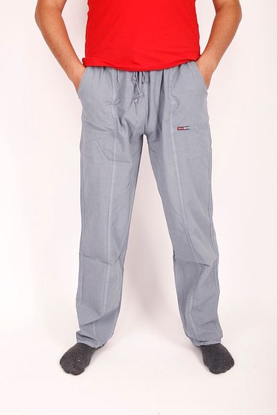 FATELLA Unisex Raw Cloth Summer Comfortable Elastic Waist Corded Linen Look Cotton Trousers