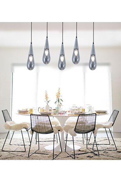 TT AYDINLATMA Tt023-5s-sy-kr Krom 5 Li Damla Modeli Sıralı Avize