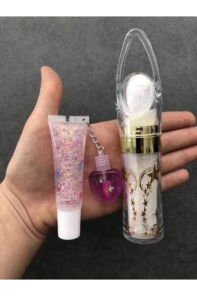 Zetmoda Kalpli Dudak Parlatıcısı Ve Vücut Simi Seti Lip Gloss Lip Balm Lip Oi...