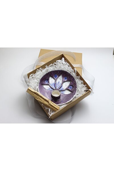 vivus in Lotus Palo Santo Tütsü Hediyeli Seramik Tütsülük El Yapımı Mürdüm Gümüş